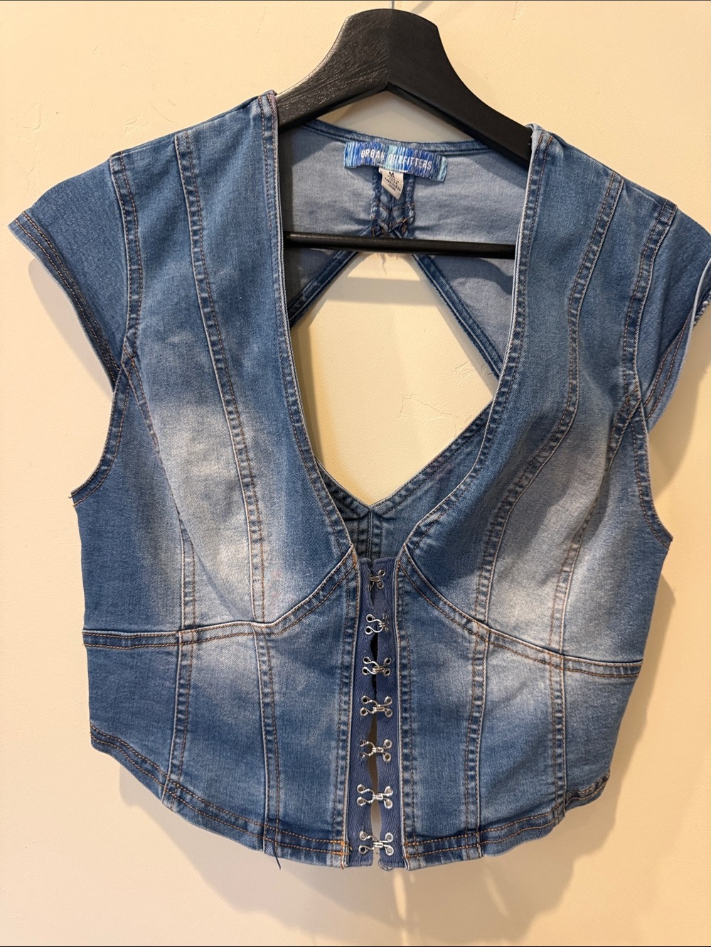 Urban Outfitters Denim Jean Corset Top Size M Festivals Concert Western